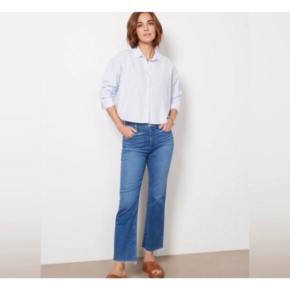 Faherty Stretch Oxford Crop Shirt - Picture 1 of 7